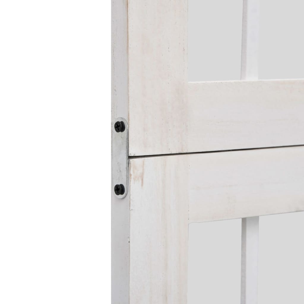 Room Divider 6 Panels White Solid Wood Paulownia